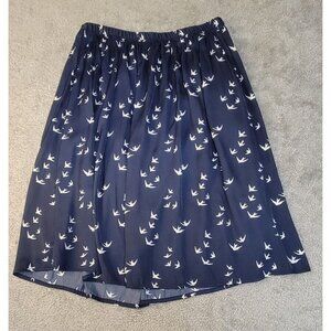 Gap Women's Navy Blue Skirt with White Bird Pattern